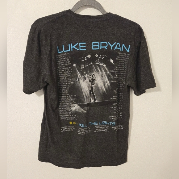 Luke Bryan Dark Gray Kill The Lights Tour T shirt Adult Size Small Concert 2016 - Picture 2 of 5